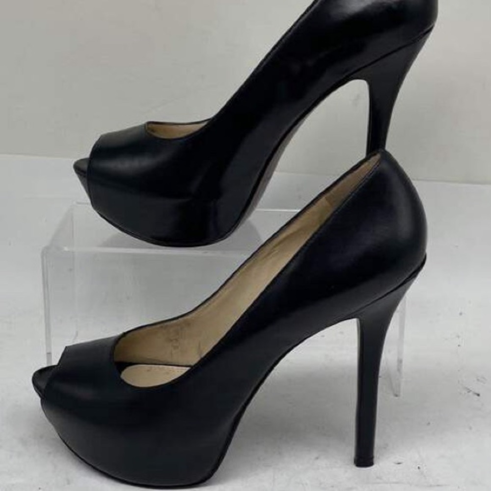 Enzo Angiolini black leather heels, size 7.5, 5” heel height (with platform)